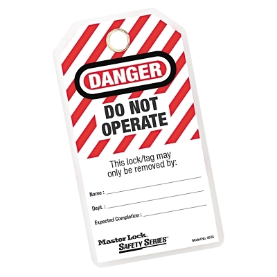 DO NOT OPERATE SAFETY TAGS W/GROMM.&TIES 12/BAG